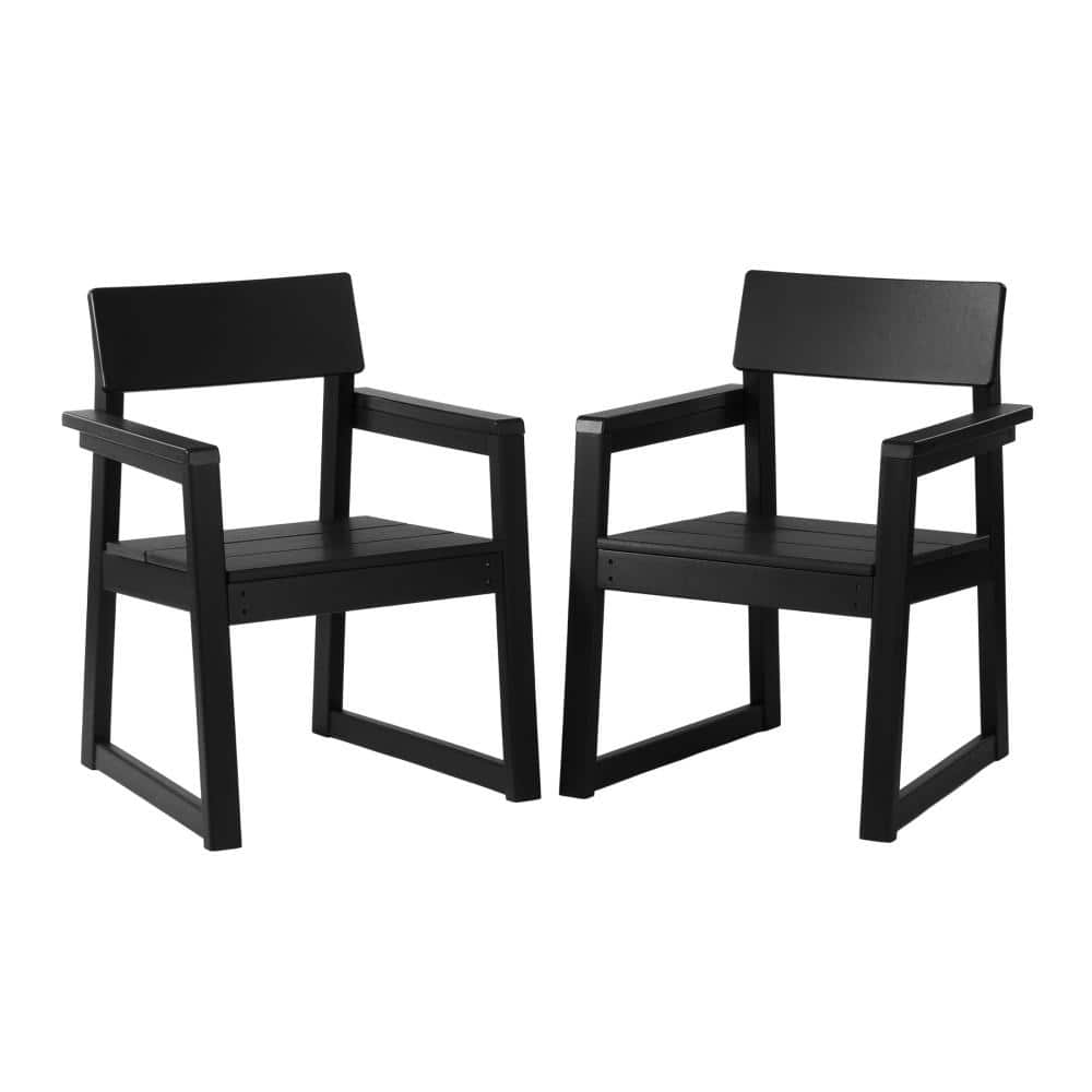 CoastSide Outdoor Patio Modern HDPE Plastic Dining Arm Chair (Set of 2), Black price history on PriceWatchPro