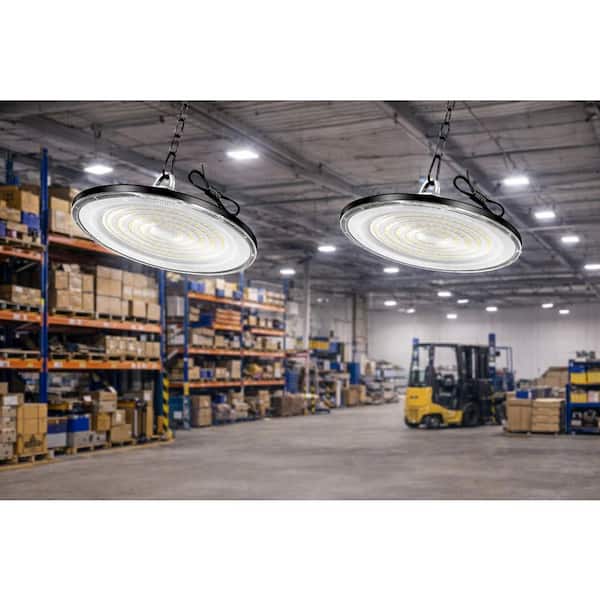 0.85 ft. 400-Watt Equivalent LED High Bay Light Black Adjustable Fixture for Warehouse Garage, 2-Pack