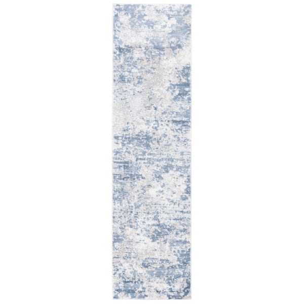 Amelia 2 ft. x 14 ft. Dark Blue/Gray Distressed Abstract Runner Rug