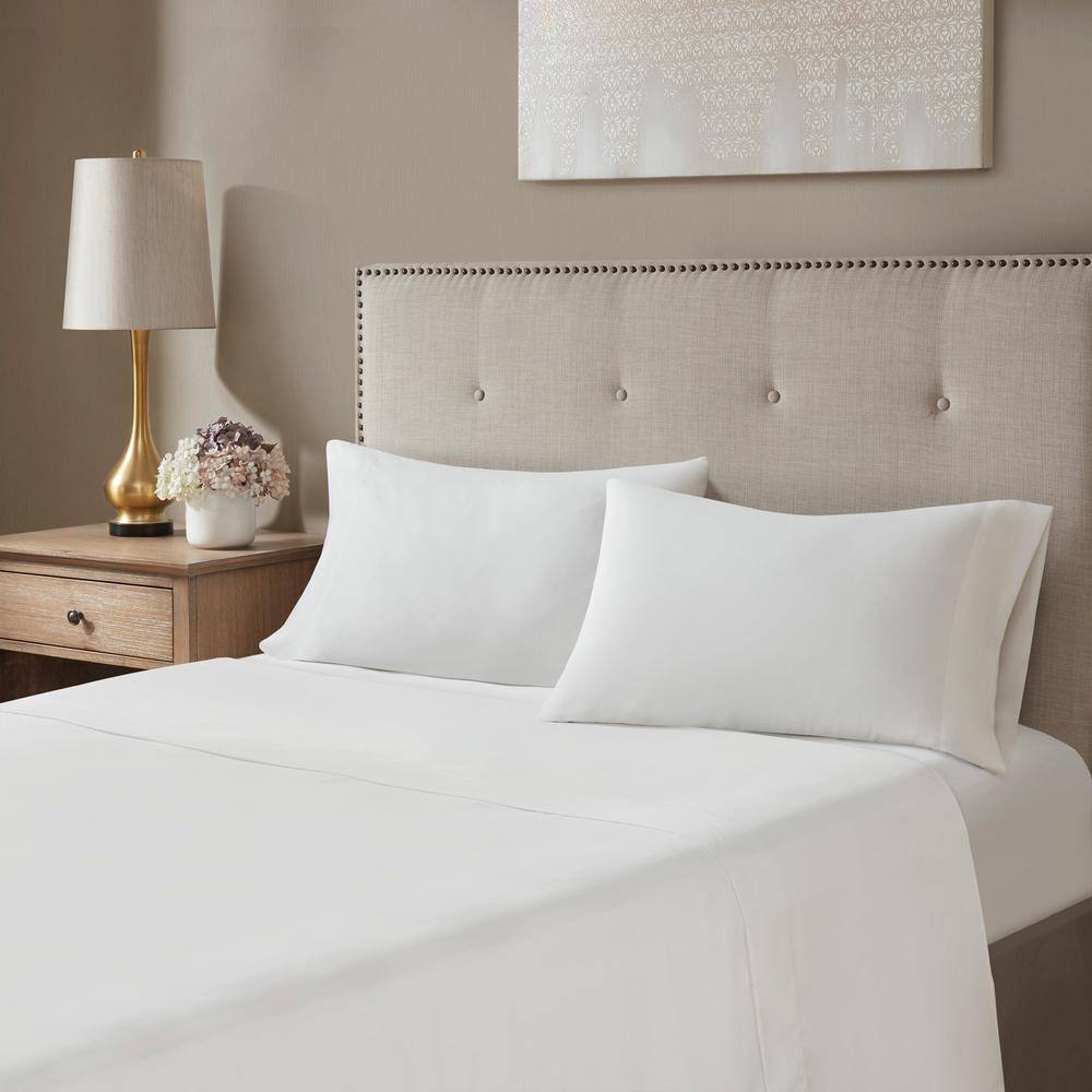 California King White Jacquard Microfiber Bed in a Bag Set