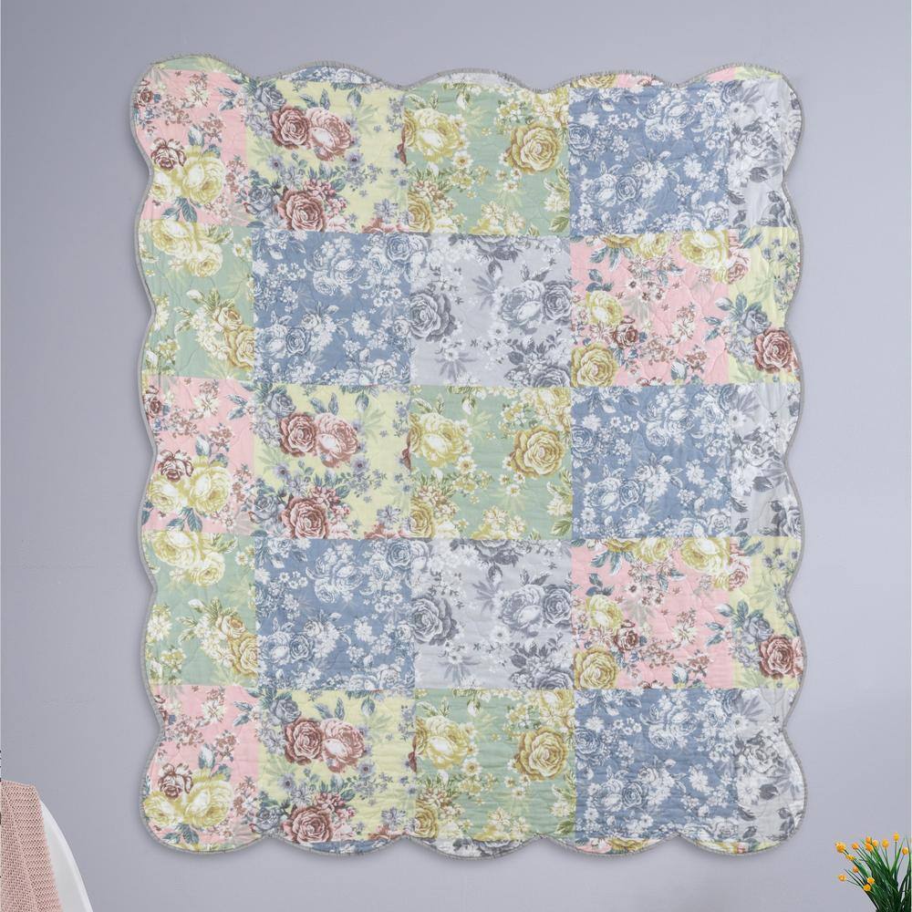 Emma Patchwork Floral Cotton Quilted Throw Blanket 50" x 60"