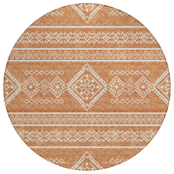Chantille Machine Washable Indoor/Outdoor Abstract ACN901 Copper 8 ft. x 8 ft. Area Rug