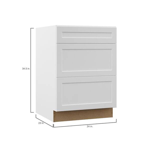 Hampton Bay Designer Series Melvern Assembled 24x34 5x23 75 In Drawer Base Kitchen Cabinet In White B3d24 Mlwh The Home Depot