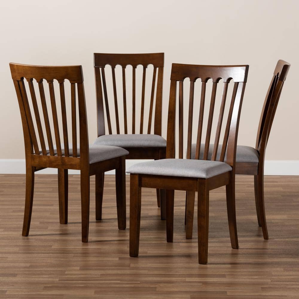 Gray Low Slat Back Wood and Cane Parsons Side Chair
