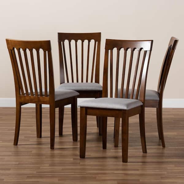 Minette Grey and Walnut Fabric Dining Chair (Set of 4)