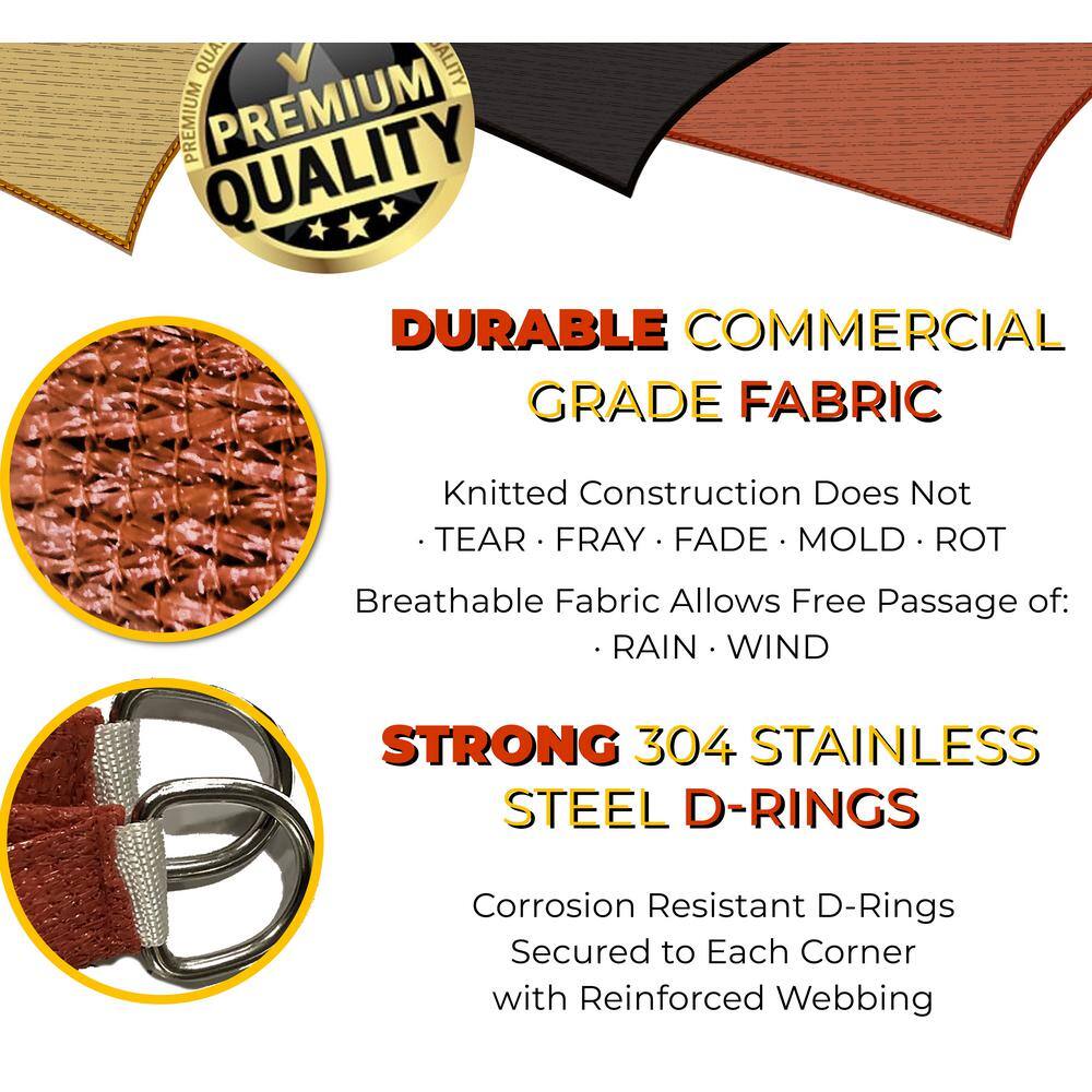 Terracotta Triangle Sun Shade Sail with Stainless Steel D-Rings