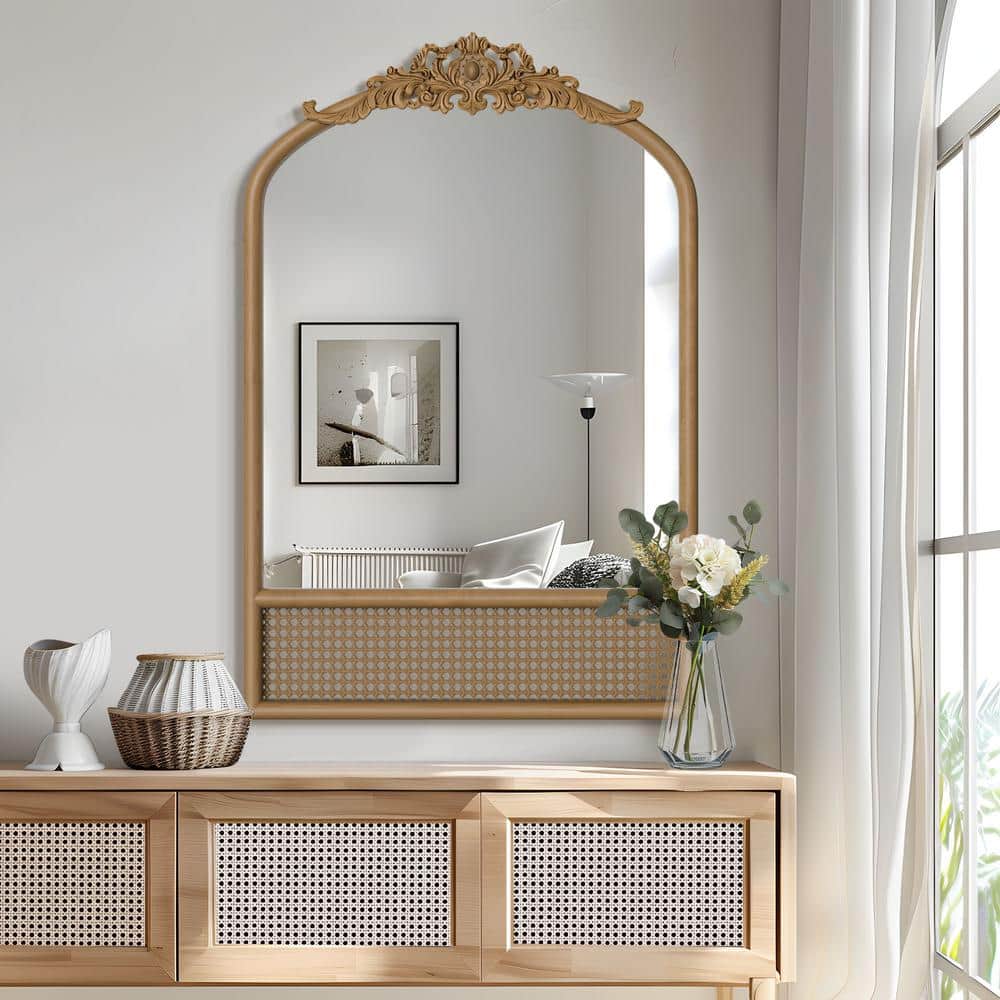 Lirago 24 in. W x 36 in. H Classic Carved Arch Wood Frame with