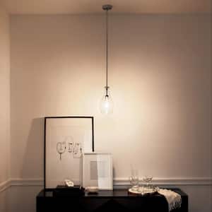 Everly 13.75 in. 1-Light Chrome Transitional Shaded Kitchen Pendant Hanging Light with Clear Glass