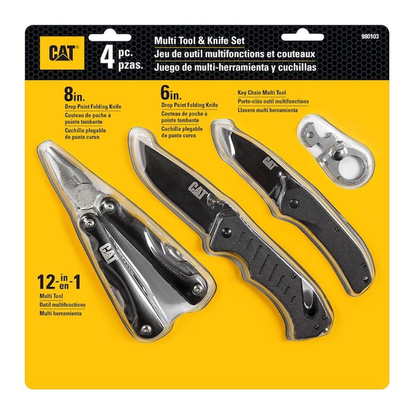 Cat 3 Piece 10-in-1 Multi-Tool, Knife, and Key Chain Gift Box Set - 24