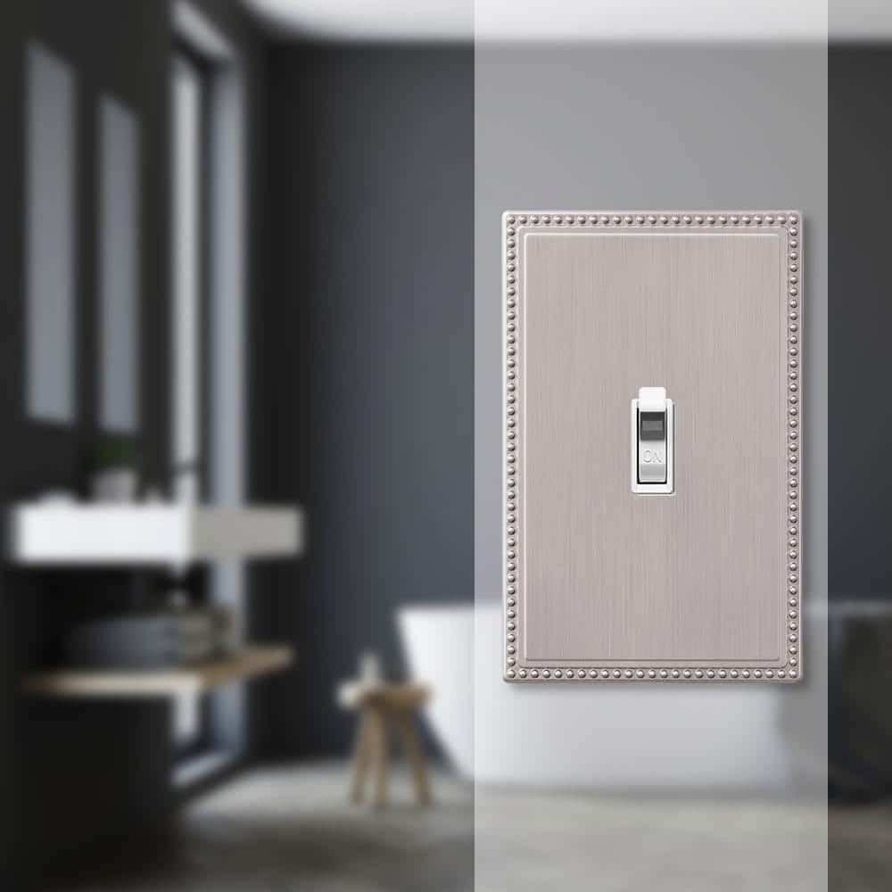 Brushed Nickel Single Toggle Decorative Metal Wall Plate