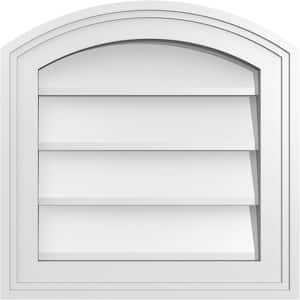 16 in. x 16 in. Arch Top Surface Mount PVC Gable Vent: Functional with Brickmould Frame
