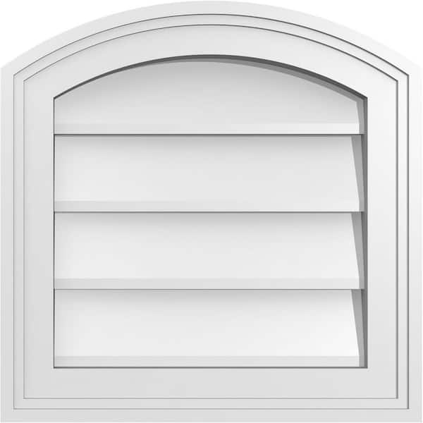 Ekena Millwork 16 in. x 16 in. Arch Top Surface Mount PVC Gable Vent: Functional with Brickmould Frame