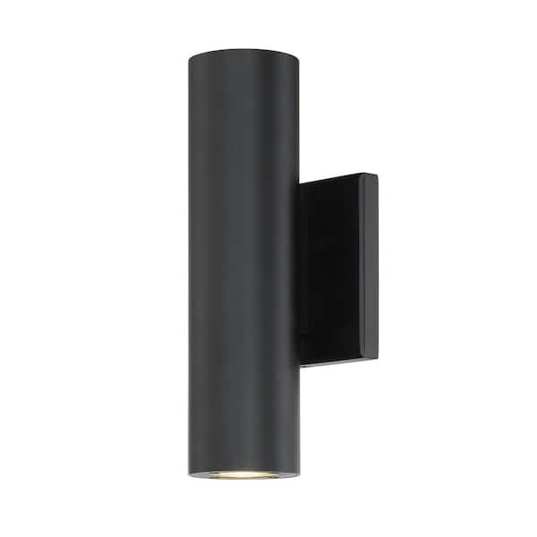 Caliber 10 in. Black Integrated LED One Direction Up or Down Outdoor Cylinder Wall Sconce, 3000K