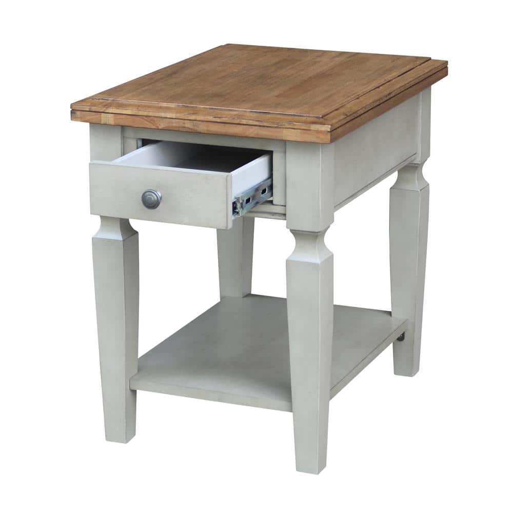 Vista Distressed Hickory and Stone Wood End Table with Storage