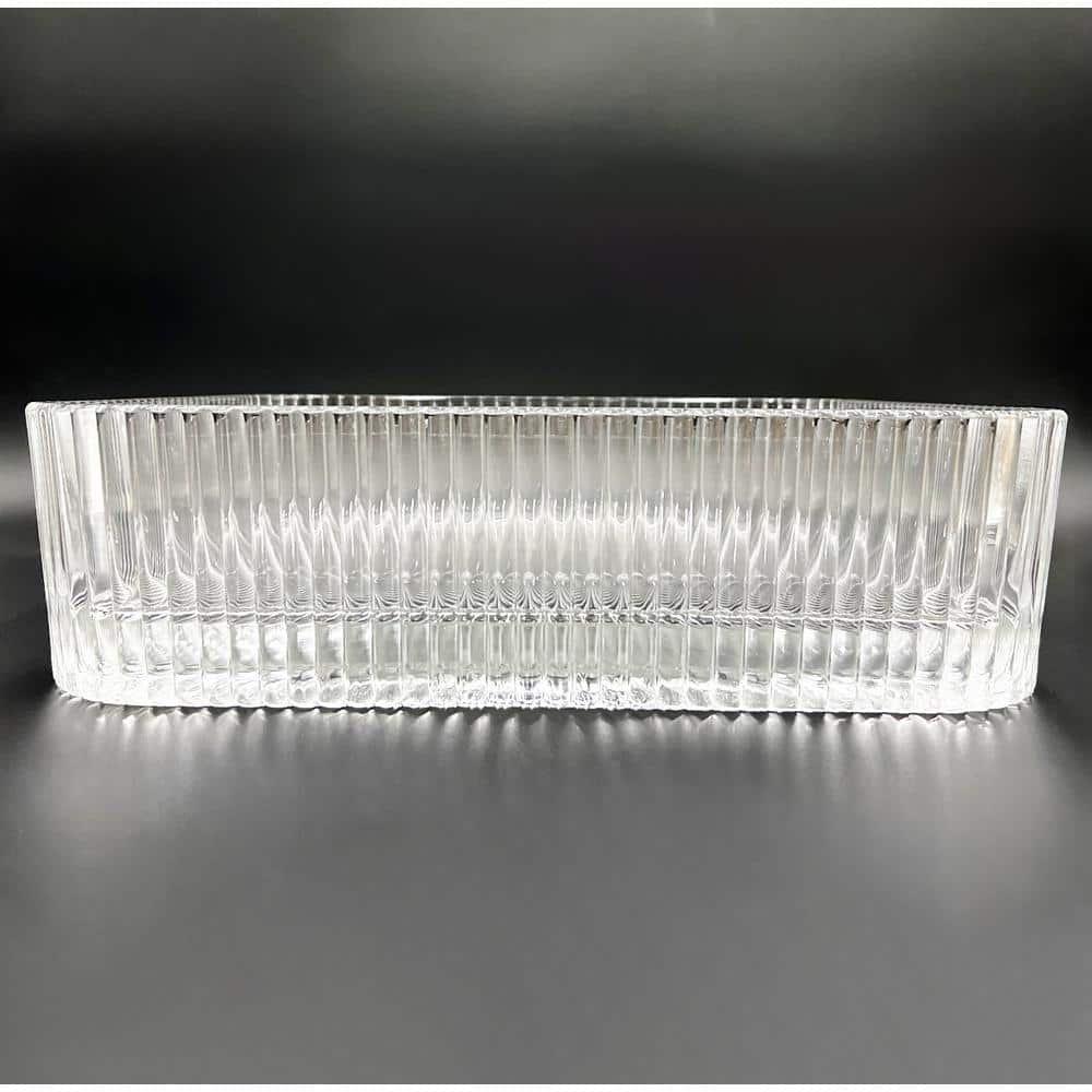 Clear Tempered Glass Square Vessel Bathroom Sink, 15 inches