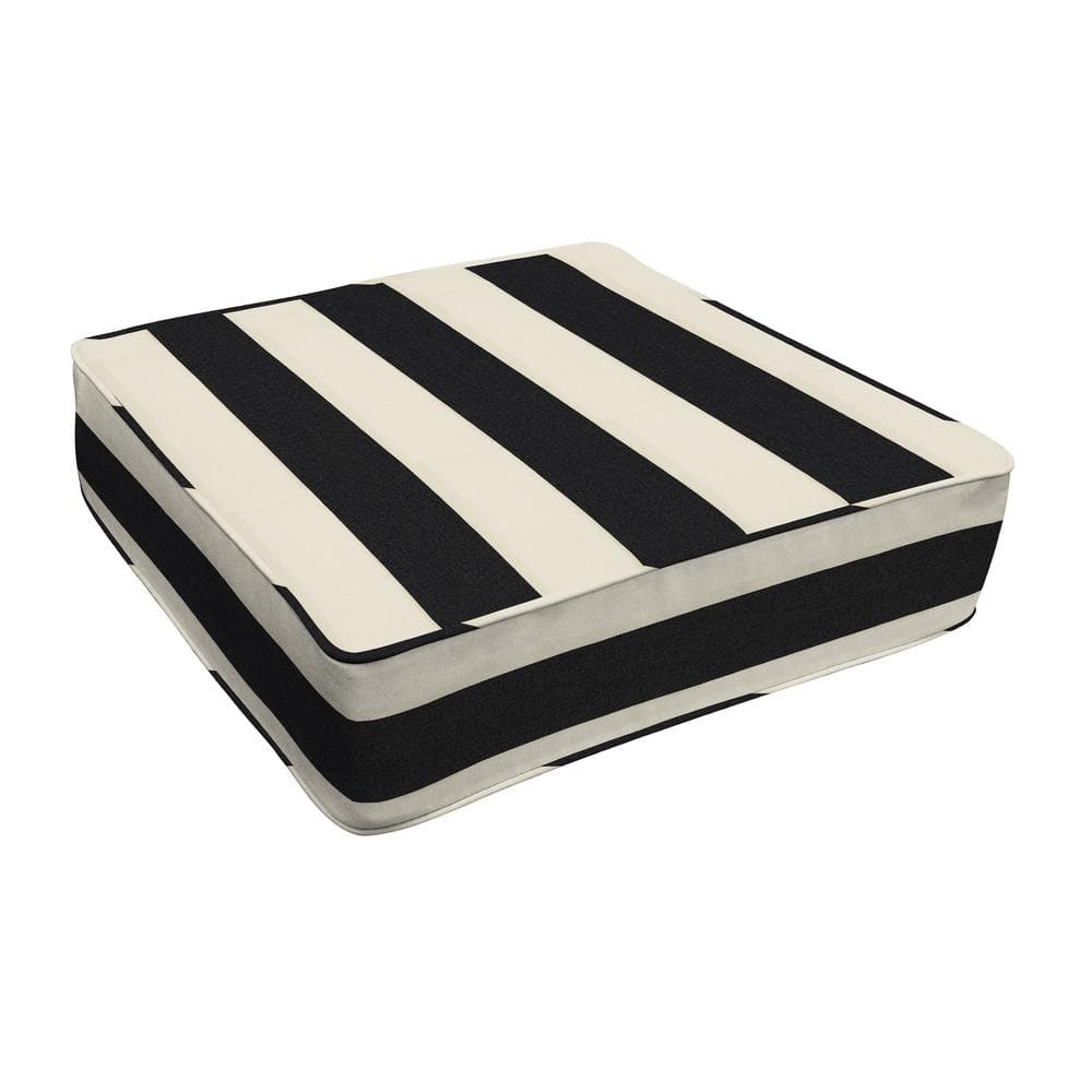 Outdoor Deep Seating Lounge Seat Cushion Cabana Stripe Black and Cream