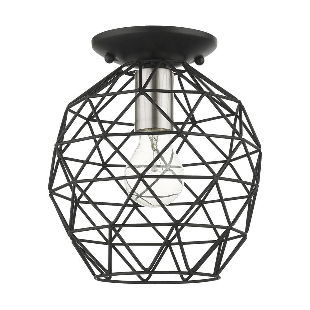 Geometrix Modern Black Nickel LED Flush Mount Light