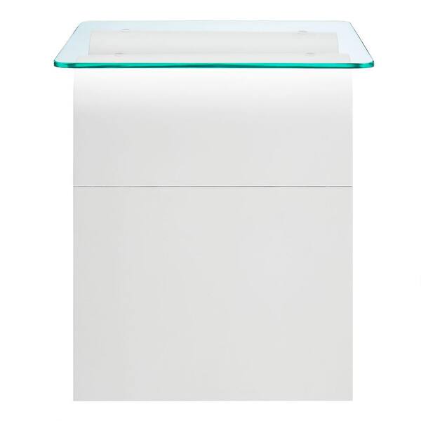 Modway Ondine Glass Top Side Table in White - Retro Vintage Glass