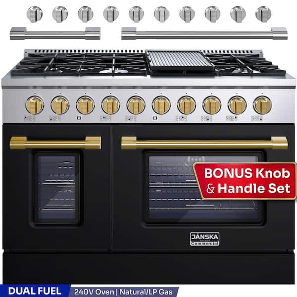JANSKA Professional 48 in. Freestanding Dual Fuel Range, 8-Burners
