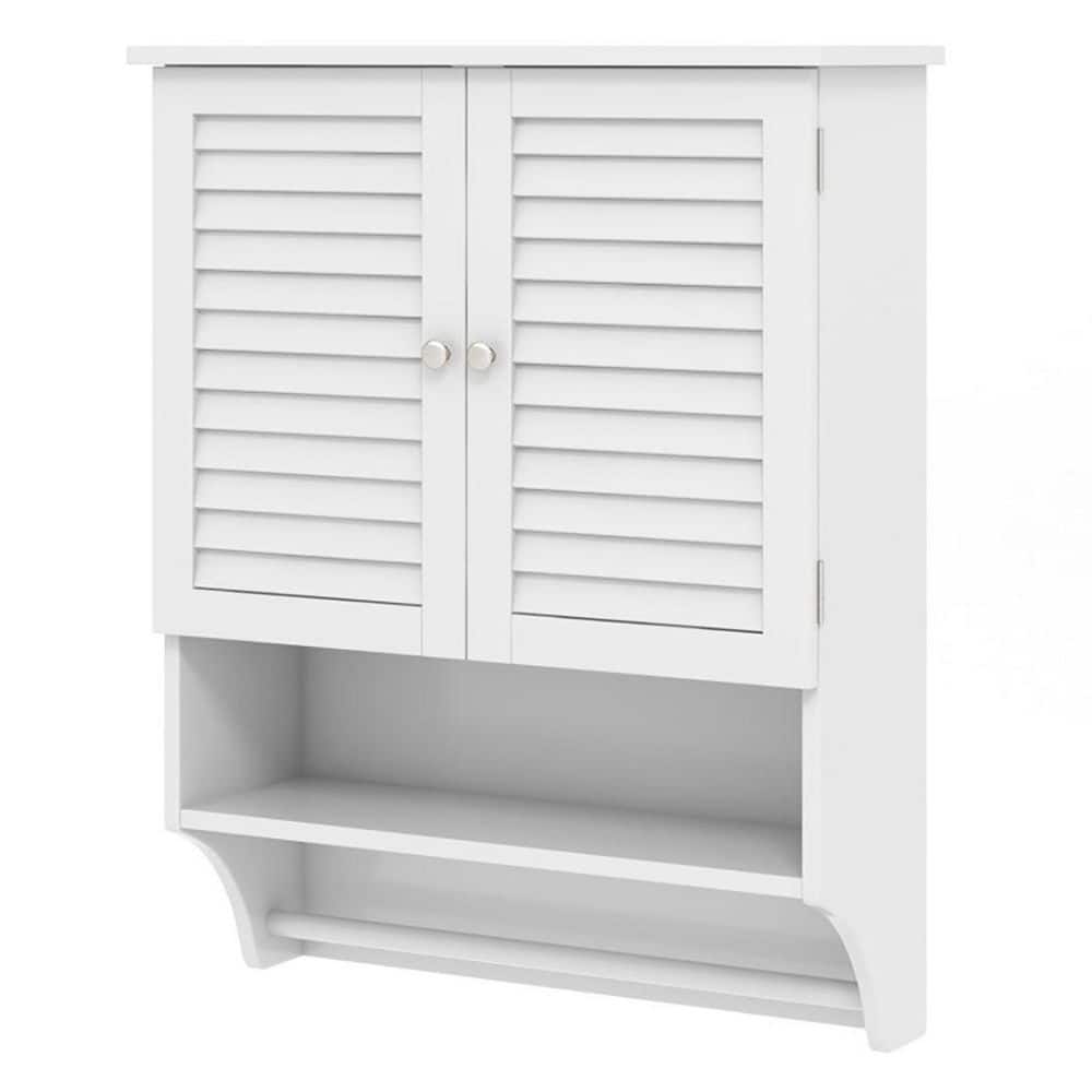 23.5 in. W x 8.5 in. D x 29.5 in. H Bathroom Storage Wall Cabinet in White with Towel Bar price history on PriceWatchPro