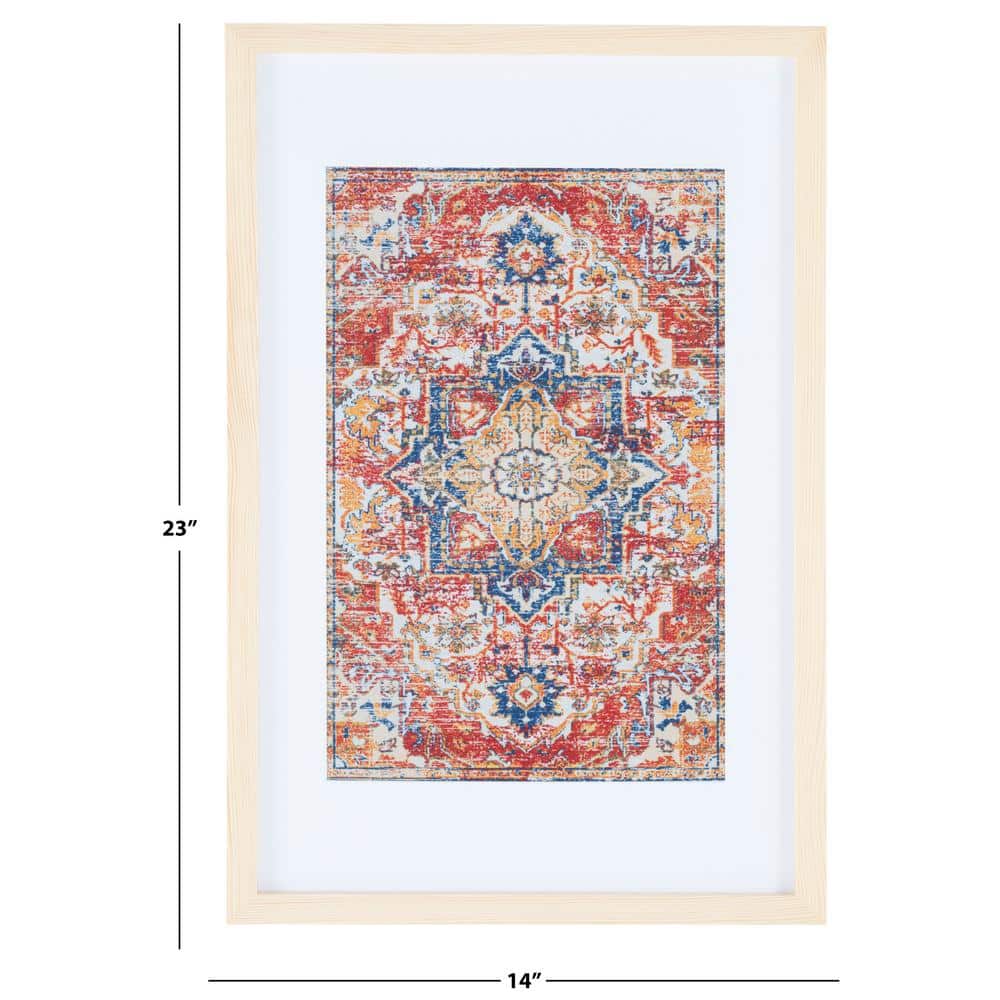Lonqu 23" Red and Navy Framed Textile Wall Art