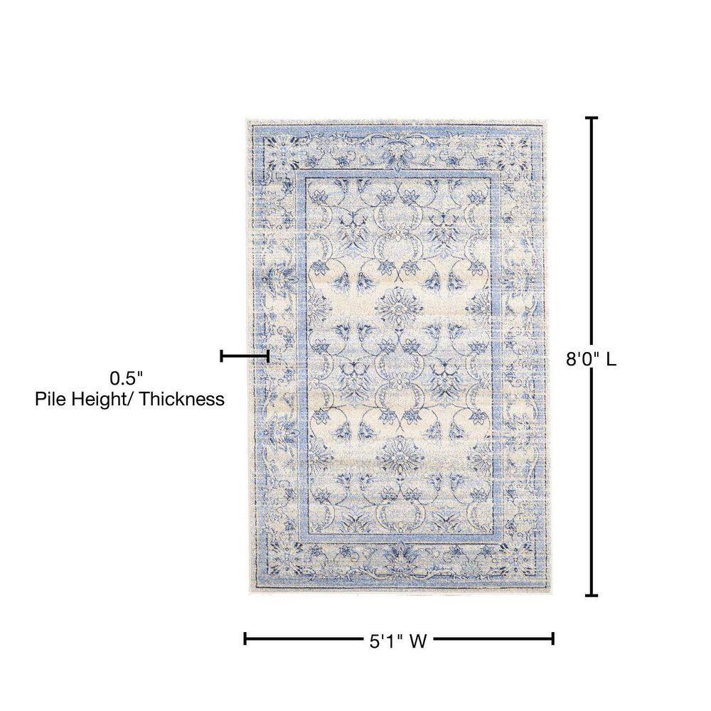 La Jolla Blue and Ivory Synthetic Rectangular Area Rug