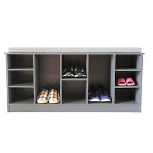 Wooden Shoe Cubicle Storage Entryway Bench with Soft Cushion for Seating Shoe Storage Cabinet