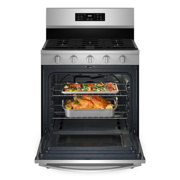 30 in. 5 Burners Freestanding Gas Range in Fingerprint Resistant Stainless Steel with Air Cooking Technology