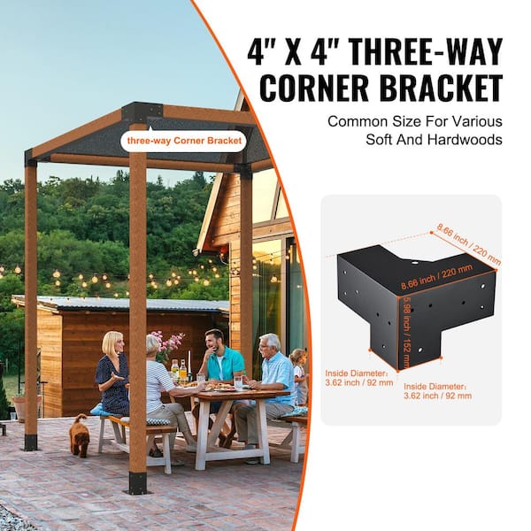PERGOLA POST TOP Rafter Brackets Deck Railing Connectors-Kit For 4x4