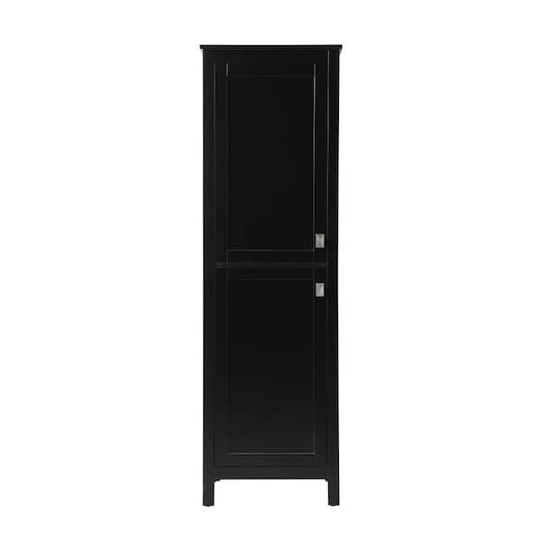 Timeless Home 20 in. W x 22 in. D x 65 in. H Black Freestanding Linen Cabinet