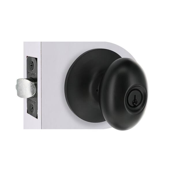 Defiant - Oval Matte Black Keyed Entry Door Knob