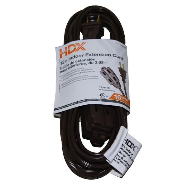 HDX 12 ft. 16/2 Cube Tap Extension Cord, Brown