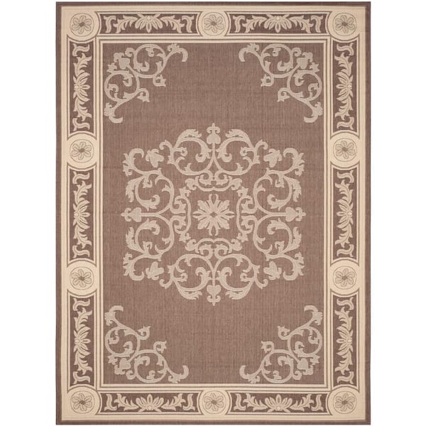 SAFAVIEH Courtyard Chocolate/Natural 4 ft. x 6 ft. Floral Indoor/Outdoor Patio  Area Rug