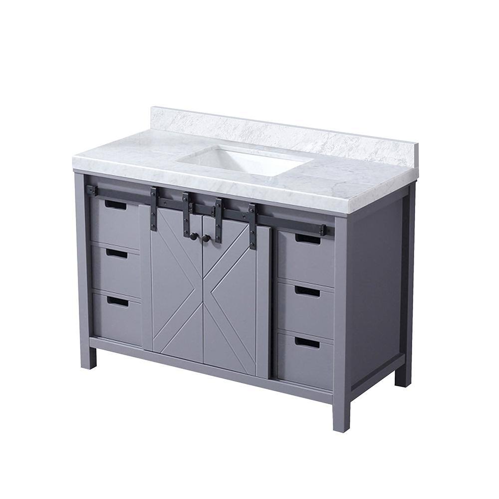 Marsyas 48" Dark Gray Single Vanity with Carrara Marble Top