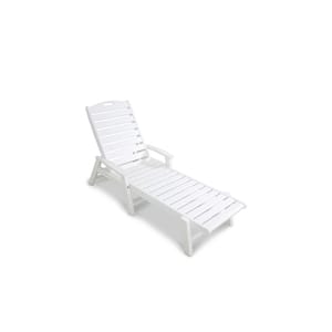 Yacht Club Classic White Plastic Outdoor Patio Stackable Chaise Lounge Chair