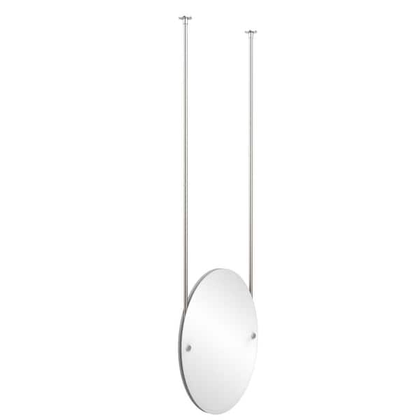 Allied Brass 21 in. x 29 in. Frameless Oval Ceiling Hung Mirror with Beveled Edge in Satin Nickel