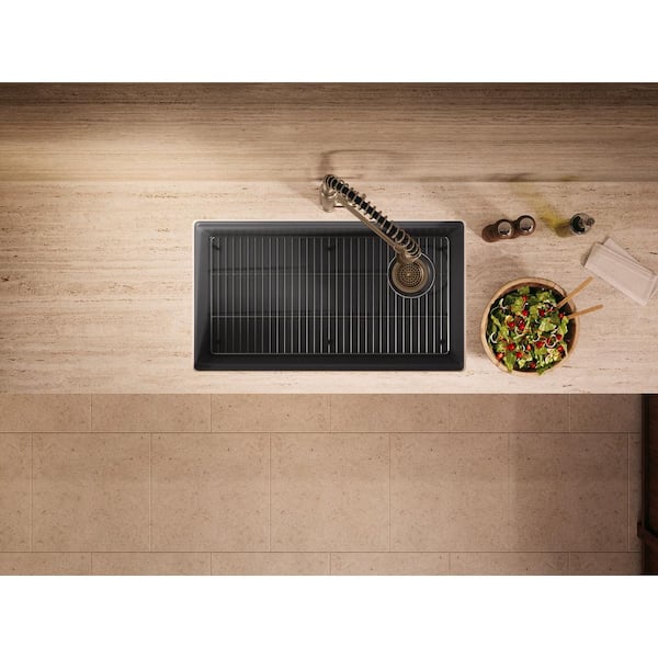 KOHLER Billings 32.5 in. undermount single-bowl kitchen sink in Matte Grey
