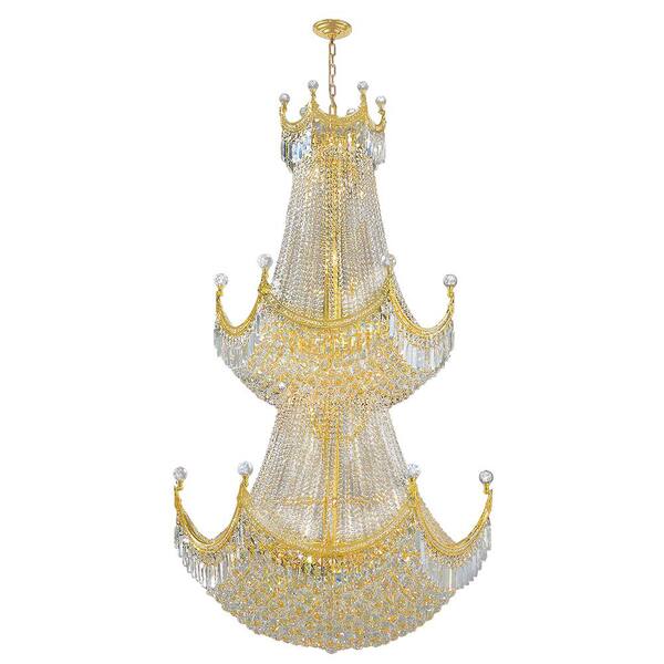 Worldwide Lighting Empire Collection 36-Light Polished Gold and Crystal Chandelier