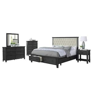 Sandy 5-Piece Cappuccino Eastern King Platform Storage Bedroom Set with Chest