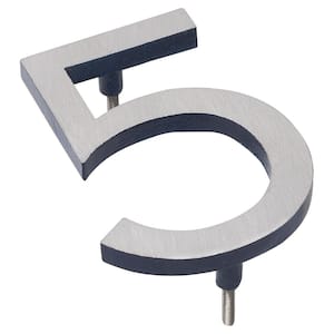 12 in. Satin Nickel/Navy 2-Tone Aluminum Floating or Flat Modern House Numbers 0-9 - 5