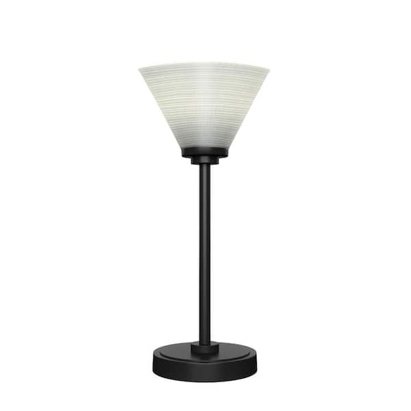 Unbranded Quincy 16 in. Matte Black Accent Lamp with White Matrix Glass Shade