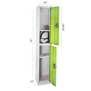 629-Series 72 in. H 2-Tier Steel Key Lock Storage Locker Free Standing Cabinets for Home, School, Gym in Green (2-Pack)