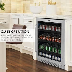 24 in. 140-Can Beverage Cooler Undercounter Stainless Steel Refrigerator