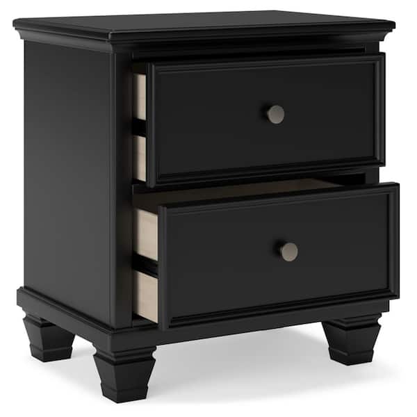 Lanolee Black 2 Drawers 25.13 in. W Nightstands
