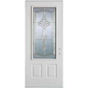 32 in. x 80 in. Traditional Patina 3/4 Lite 2-Panel Painted White Left-Hand Inswing Steel Prehung Front Door