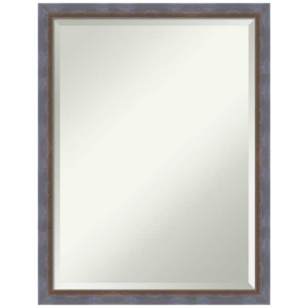 Amanti Art Two Tone Blue Copper 20.25 in. x 26.25 in. Beveled Modern Rectangle Wood Framed Bathroom Wall Mirror in Blue