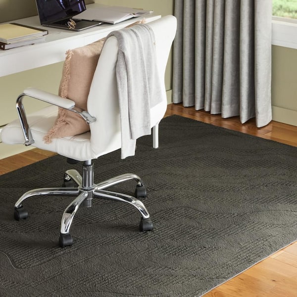 Lane Painterly Wave Washable Indoor 6 ft. x 9 ft. Charcoal Grey Polyester Area Rug