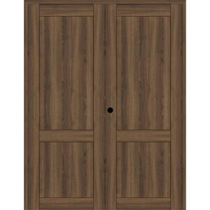 2-Panel Shaker 48 in. x 84 in. Right Active Pecan Nutwood Wood Composite Solid Core Double Prehung Interior Door