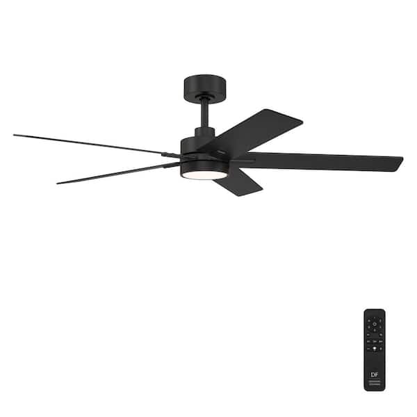 Cory 52 in. Indoor/Covered Outdoor Downrod Matte Black Modern Ceiling Fan with Integrated 3000K LED with Remote Control