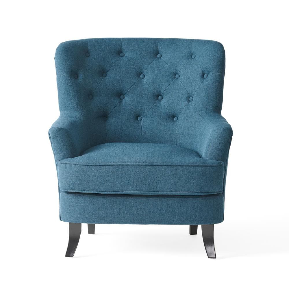 Anikki Navy Blue and Dark Brown Tufted Club Chair